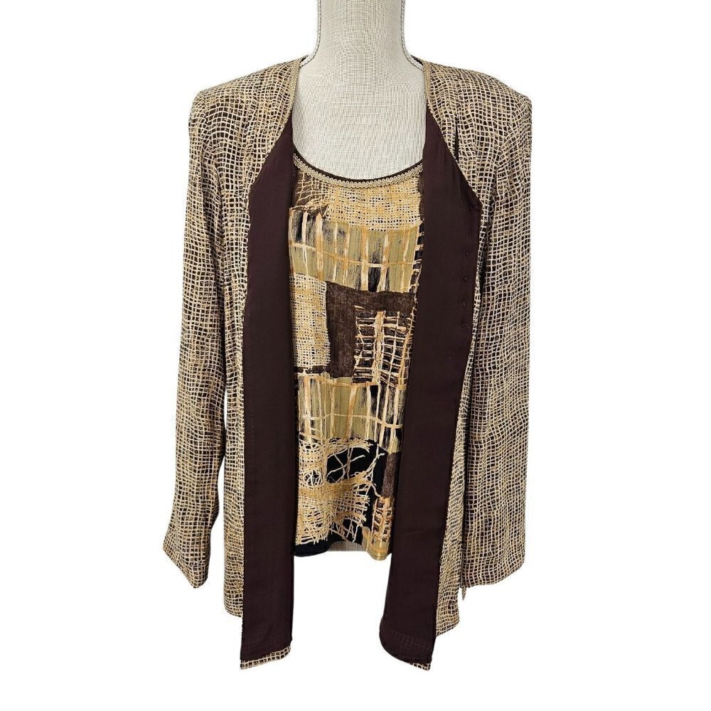 Platinum Dorothy Schoelen Abstract Tank Jacket Set Women's Size P XS Art To Wear